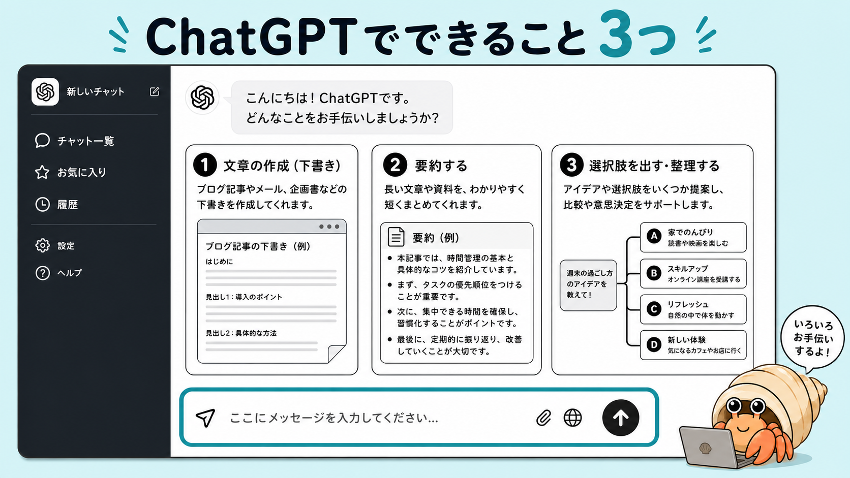 ChatGPTでできる文章作成、要約、相談の3つの使い方